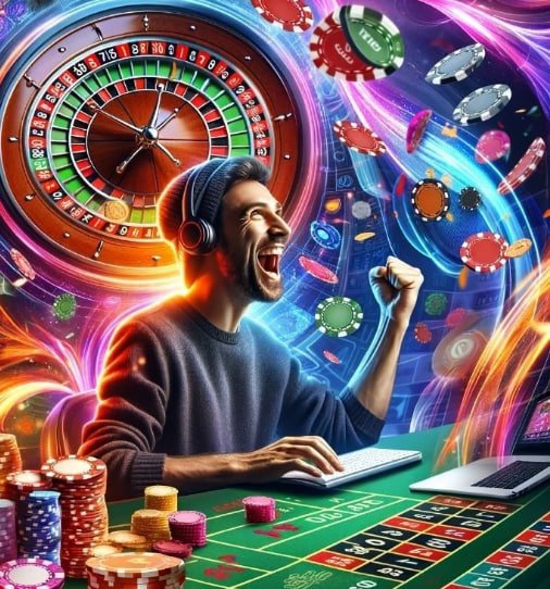 Roulette wheel game in online casino section showing betting layout